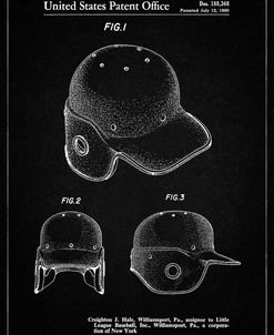 PP716-Vintage Black Baseball Helmet Patent Poster