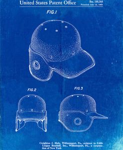 PP716-Faded Blueprint Baseball Helmet Patent Poster