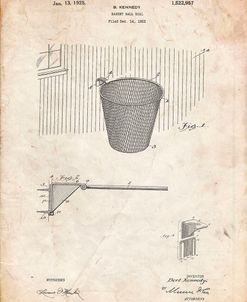 PP717-Vintage Parchment Basketball Goal Patent Poster