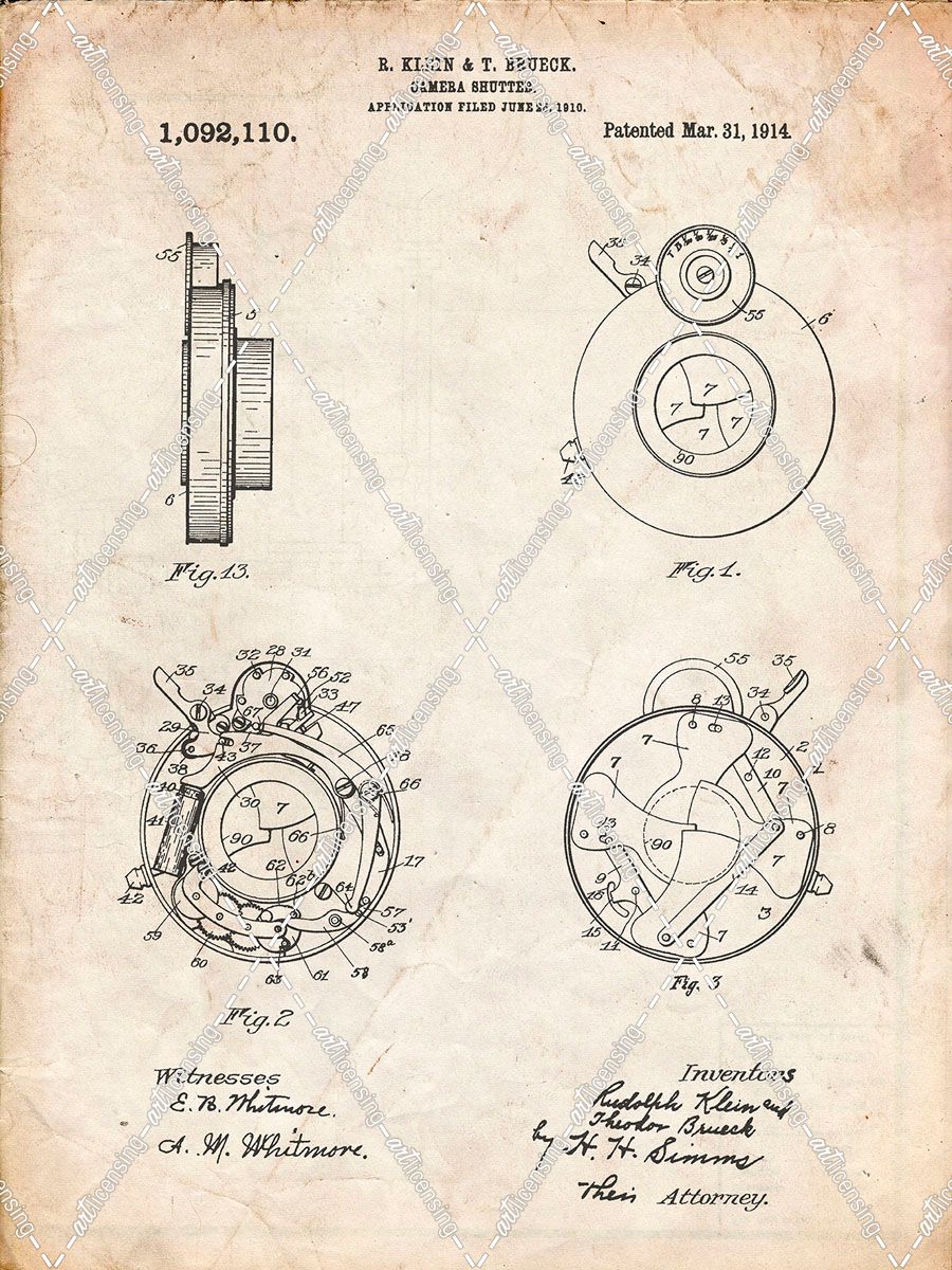 PP720-Vintage Parchment Bausch and Lomb Camera Shutter Patent Poster