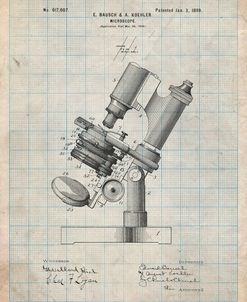 PP721-Antique Grid Parchment Bausch and Lomb Microscope Patent Poster