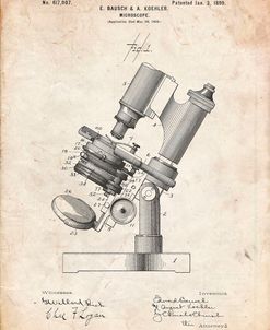 PP721-Vintage Parchment Bausch and Lomb Microscope Patent Poster