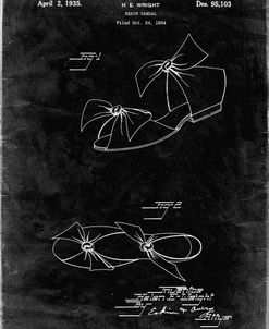 PP722-Black Grunge Beach Sandal 1934 Patent Poster