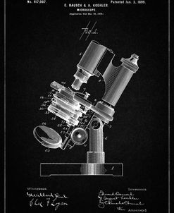 PP721-Vintage Black Bausch and Lomb Microscope Patent Poster
