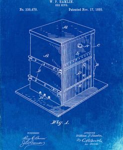 PP724-Faded Blueprint Bee Hive Exterior Patent Poster