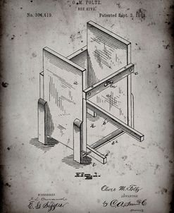 PP725-Faded Grey Bee Hive Frames Patent Poster