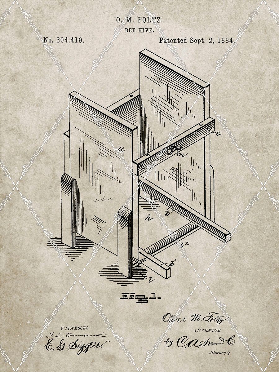 PP725-Sandstone Bee Hive Frames Patent Poster
