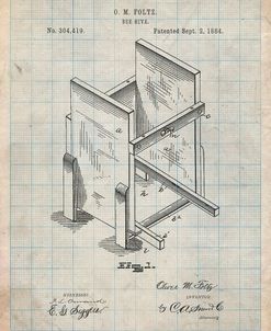 PP725-Antique Grid Parchment Bee Hive Frames Patent Poster