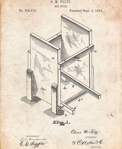PP725-Vintage Parchment Bee Hive Frames Patent Poster