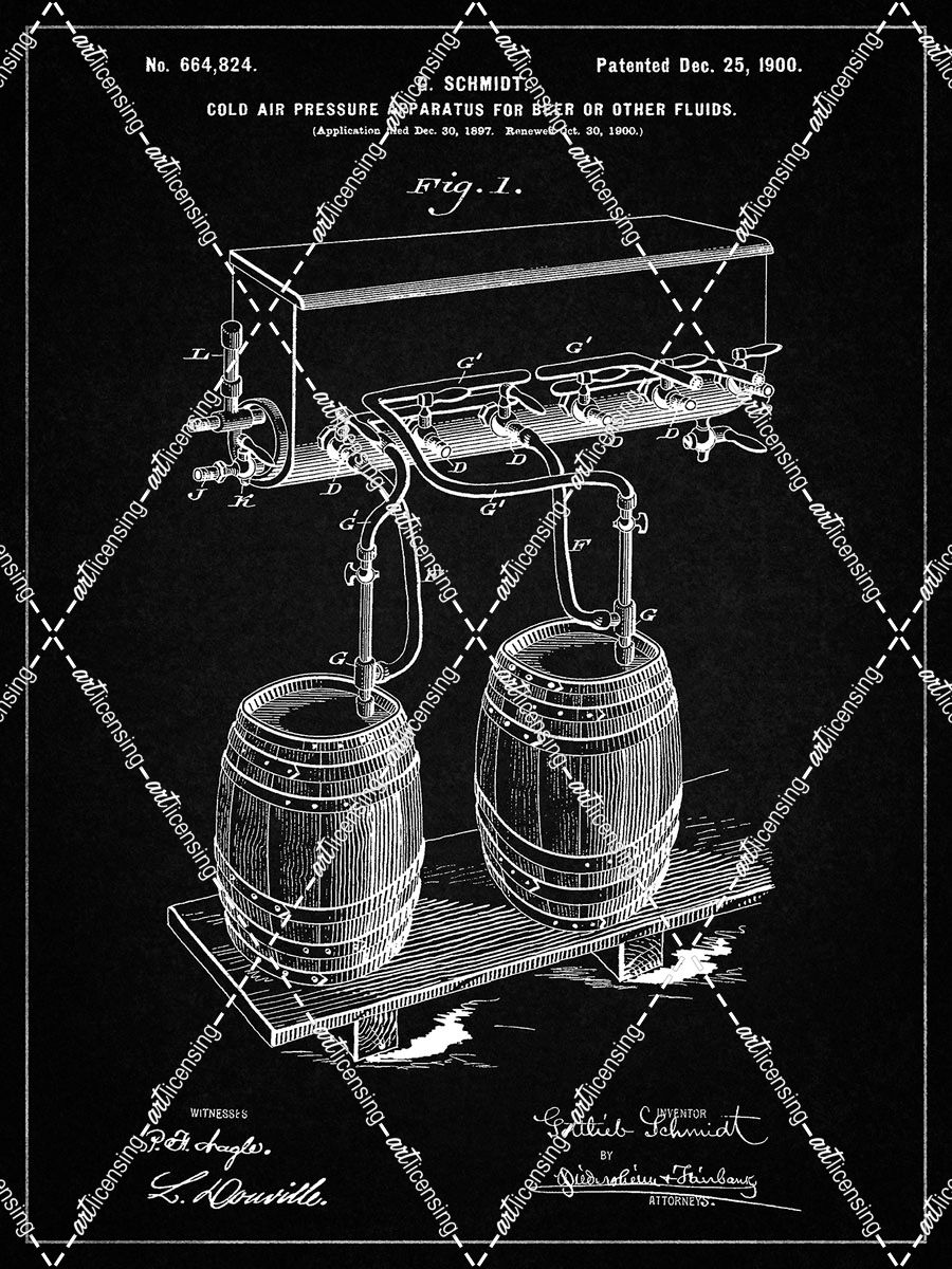 PP729-Vintage Black Beer Keg Cold Air Pressure Tap Poster