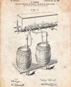 PP729-Vintage Parchment Beer Keg Cold Air Pressure Tap Poster