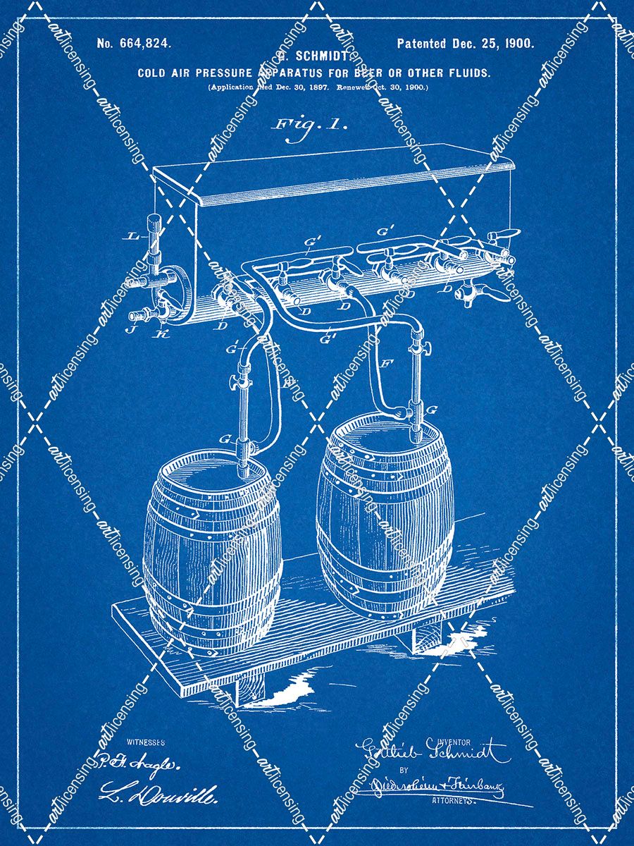PP729-Blueprint Beer Keg Cold Air Pressure Tap Poster