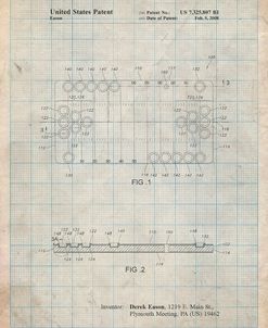 PP731-Antique Grid Parchment Beer Pong Patent Poster