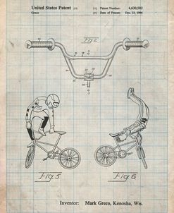 PP734-Antique Grid Parchment Bicycle Handlebar Art