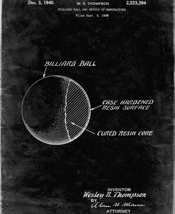 PP736-Black Grunge Billiard Ball Patent Poster