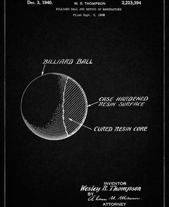 PP736-Vintage Black Billiard Ball Patent Poster