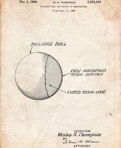 PP736-Vintage Parchment Billiard Ball Patent Poster