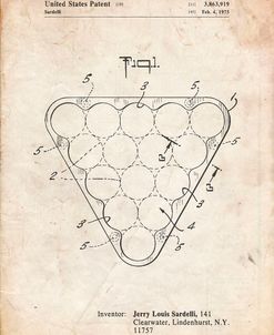 PP737-Vintage Parchment Billiard Ball Rack Patent Poster