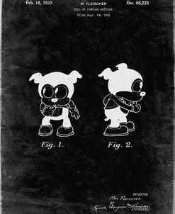 PP738-Black Grunge Bimbo Fleischer Studios Cartoon Character Patent Poster