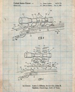 PP740-Antique Grid Parchment Black Powder Rifle Scope Patent Poster
