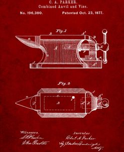 PP741-Burgundy Blacksmith Anvil Patent Poster