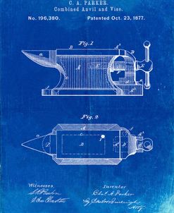 PP741-Faded Blueprint Blacksmith Anvil Patent Poster