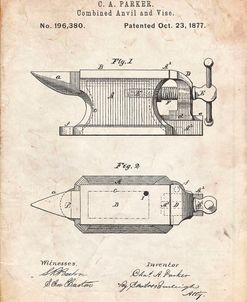 PP741-Vintage Parchment Blacksmith Anvil Patent Poster