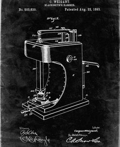 PP743-Black Grunge Blacksmith Hammer 1893 Patent Poster