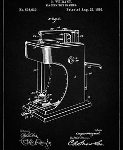 PP743-Vintage Black Blacksmith Hammer 1893 Patent Poster