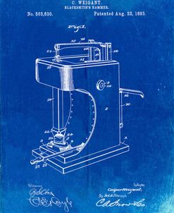 PP743-Faded Blueprint Blacksmith Hammer 1893 Patent Poster
