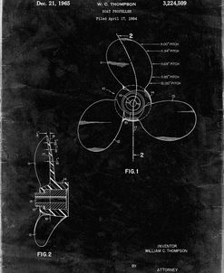 PP746-Black Grunge Boat Propeller 1964 Patent Poster