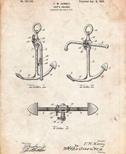 PP745-Vintage Parchment Boat Anchor Patent Poster