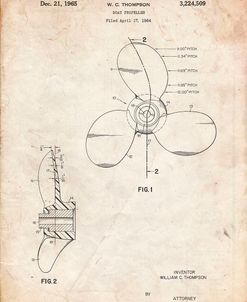 PP746-Vintage Parchment Boat Propeller 1964 Patent Poster