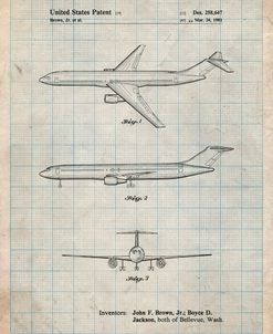 PP748-Antique Grid Parchment Boeing Concept 777 Aircraft Patent Poster
