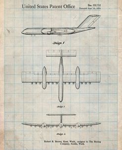 PP749-Antique Grid Parchment Boeing RC-1 Airplane Concept Patent Poster