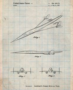 PP751-Antique Grid Parchment Boeing Supersonic Transport Concept Patent Poster
