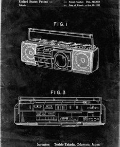 PP752-Black Grunge Boom Box Patent Poster