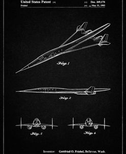 PP751-Vintage Black Boeing Supersonic Transport Concept Patent Poster