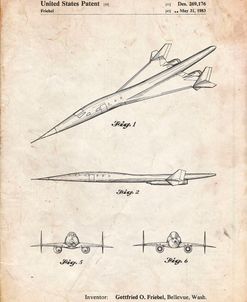 PP751-Vintage Parchment Boeing Supersonic Transport Concept Patent Poster