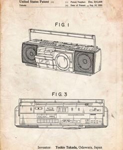 PP752-Vintage Parchment Boom Box Patent Poster