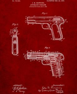 PP755-Burgundy Browning No. 2 Handgun Patent Poster