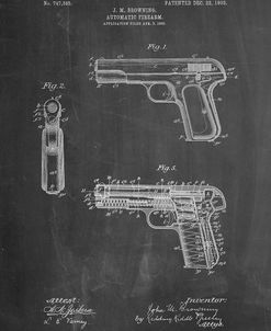 PP755-Chalkboard Browning No. 2 Handgun Patent Poster