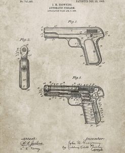 PP755-Sandstone Browning No. 2 Handgun Patent Poster