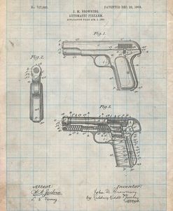 PP755-Antique Grid Parchment Browning No. 2 Handgun Patent Poster
