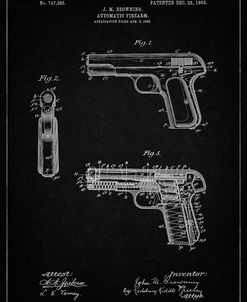 PP755-Vintage Black Browning No. 2 Handgun Patent Poster