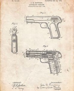 PP755-Vintage Parchment Browning No. 2 Handgun Patent Poster