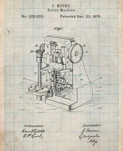 PP757-Antique Grid Parchment Bullet Machine Patent Poster