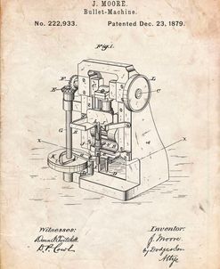 PP757-Vintage Parchment Bullet Machine Patent Poster