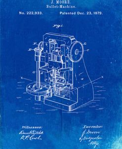 PP757-Faded Blueprint Bullet Machine Patent Poster