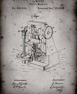 PP757-Faded Grey Bullet Machine Patent Poster